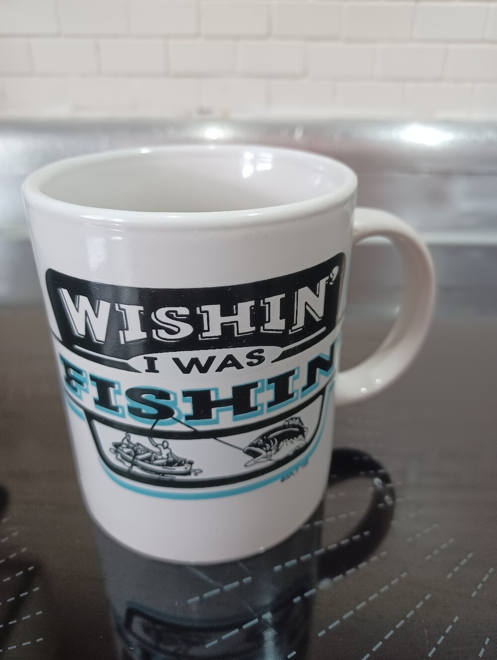 Wishin' I Was Fishing Mug Coffee Tea Gift Fisherman Outdoors Fishing Dad Father